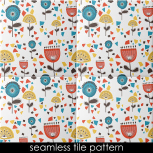 Carreau Mi-Siècle Moderne Coloré Floral sans joint