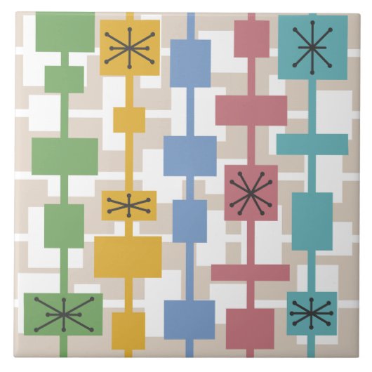 Carreau Mi-siècle moderne géométrique Multicolore 1 (Devant)