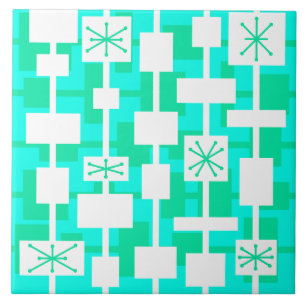 Carreau Mi-siècle moderne géométrique Turquoise