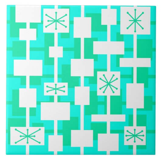 Carreau Mi-siècle moderne géométrique Turquoise (Devant)