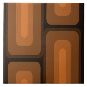 Carreau Mi-Siècle Moderne Long Rectangles Brûlé Orange