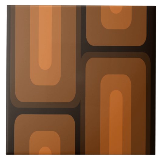 Carreau Mi-Siècle Moderne Long Rectangles Brûlé Orange (Devant)