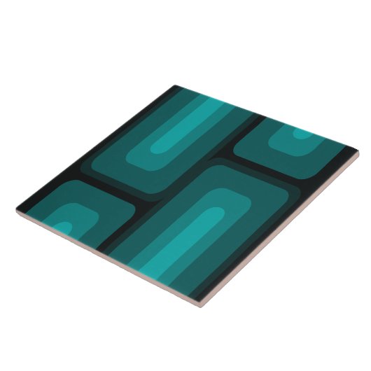 Carreau Mi-Siècle Moderne Long Rectangles Turquoise (Côté)
