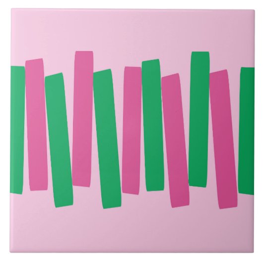 Carreau Mi-Siècle Moderne Nuageux Blocs Rose, Vert (Devant)