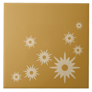 Carreau Mi-siècle Moderne Ochre Starbursts Or