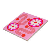 Carreau Mi-siècle Moderne Rose Floral Abstrait Rétro (Côté)