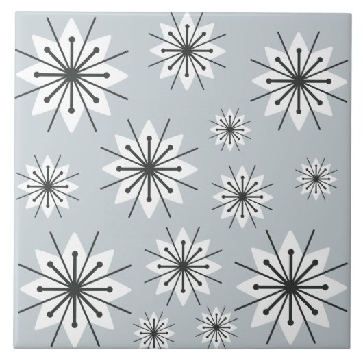 Carreau Mi-Siècle Moderne Snowflakes Silver (Devant)