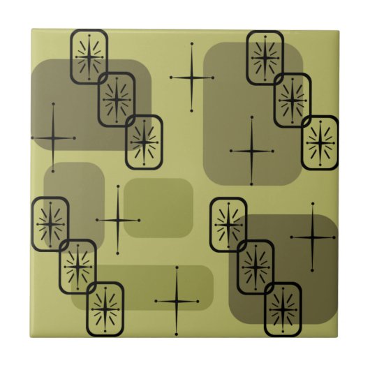 Carreau Mi-siècle Moderne Spoutnik Olive (Devant)