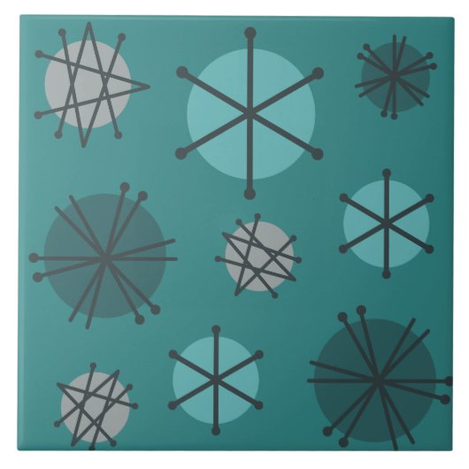 Carreau Mi-Siècle Moderne Starburks Turquoise (Devant)