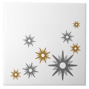 Carreau Mi-siècle Moderne Starburst Argent & Or
