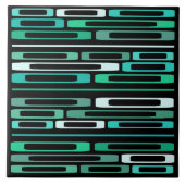 Carreau Mi-siècle Retro Flat Rocks Noir Turquoise (Devant)