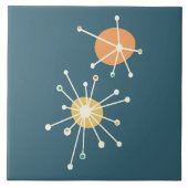 Carreau Mi-siècle Starburst atomique foncé Turquoise (Devant)