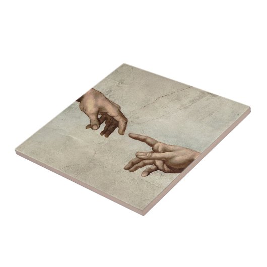 Carreau Michaelangelo mains création adam dieu (Côté)