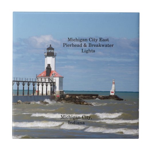 Carreau Michigan City East Pier & Breakwater Lights (Devant)
