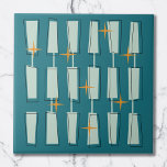 Carreau Mid Century Blocs atomiques modernes Turquoise, Aq<br><div class="desc">Âge Atomique Mi-Siècle Design moderne. Design amusant et audacieux avec des blocs funky et colorés,  et des étoiles. Parfait pour les amateurs de style rétro et vintage.</div>
