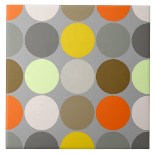 Carreau Mid-Century Giant Dots, Gray, Gold and Orange