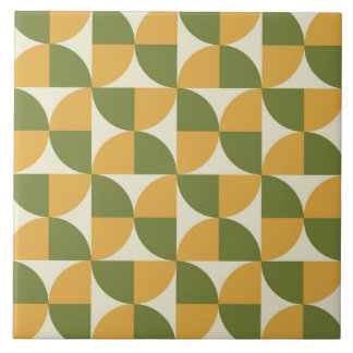 Carreau Mid Century Green Mustard yellow  Semi Circles 