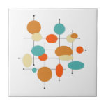 Carreau Mid Century Modern Retro Orange Turquoise Circles<br><div class="desc">Ce carrelage décoratif turquoise,  orange,  crème,  noir et de cercles géométriques rétro et lignes de carrelage du milieu du siècle ajoutera non seulement un éclat de couleur à la pièce,  mais sera une oeuvre d'art originale dans votre projet de carrelage.</div>