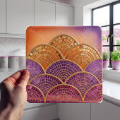 Carreau Mid-Century Modern Scalloped Fan purple orange 