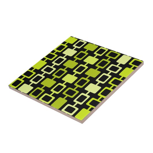 Carreau Mid Century Modern Square Columns Black Chartreuse (Côté)