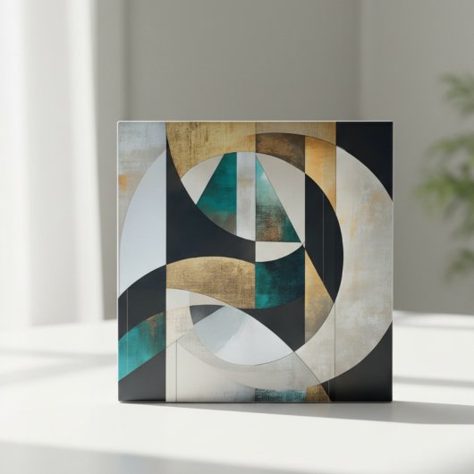 Carreau Mid-Century Modern Teal Gold Geometric Abstract