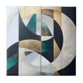 Carreau Mid-Century Modern Teal Gold Geometric Abstract (Devant)