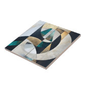 Carreau Mid-Century Modern Teal Gold Geometric Abstract (Côté)