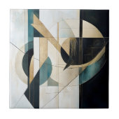 Carreau Mid-Century Modern Teal Gold Linear Geometric (Devant)