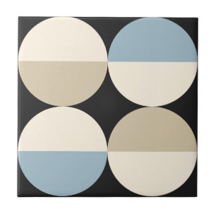 Carreau Mid Century moderne bleu demi cercles géométrique