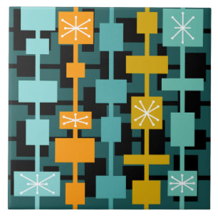 Carreau Mid Century Moderne Multicolore Turquoise