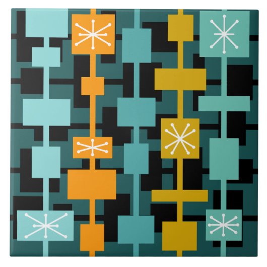 Carreau Mid Century Moderne Multicolore Turquoise (Devant)