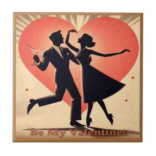 Carreau Mid Century moderne Valentine Dancing Couple (Devant)