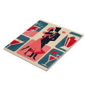 Carreau Mid Century moderne Valentine Dancing Couple (Côté)