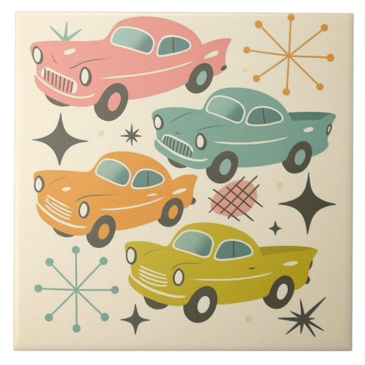 Carreau Mid-Century Retro Cars Atomic Starburst  (Devant)