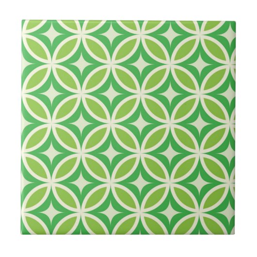 Carreau Mid siècle Moderne Starburcycles cercles vert (Devant)