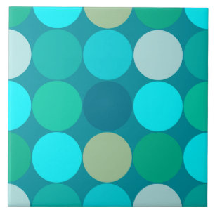 Carreau Midcentury Giant Dots, Turquoise, Aqua & Beige