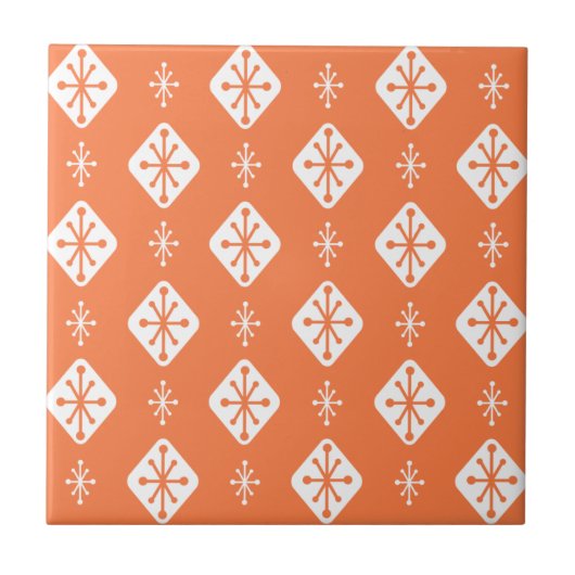 Carreau Midcentury Starburst Diamonds Orange (Devant)