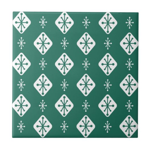 Carreau Midcentury Starbursts Diamonds Teal (Devant)