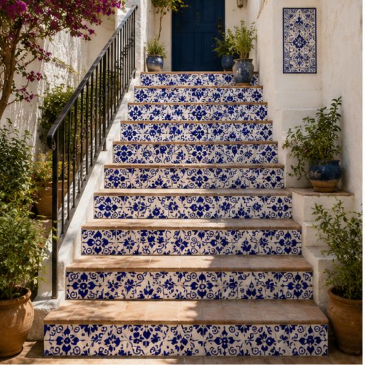 Carreau Midnight Bloom Classic Blue Floral Mosaic