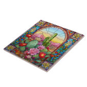 Carreau mignon amateur de cactus occidentaux vitrail (Côté)