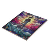 Carreau mignon amoureux du phare de plage (Côté)