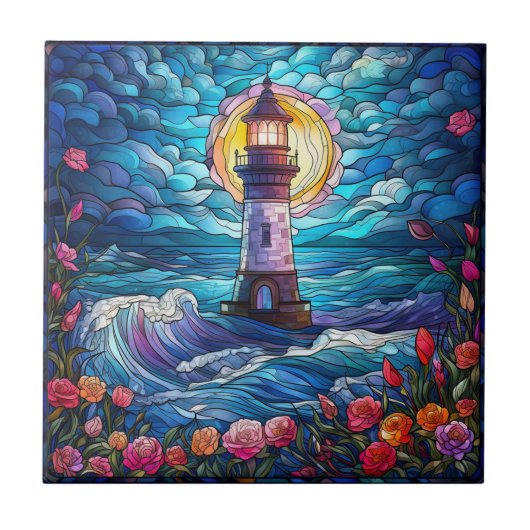 Carreau mignon amoureux du phare de plage (Devant)