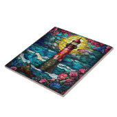 Carreau mignon amoureux du phare de plage (Côté)