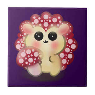 Carreau Mignon Art de Champignon Rouge Kawaii Hérisson