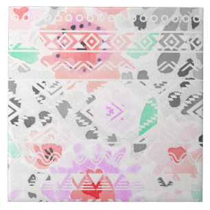 Carreau Mignon aztéque floral pastel coloré