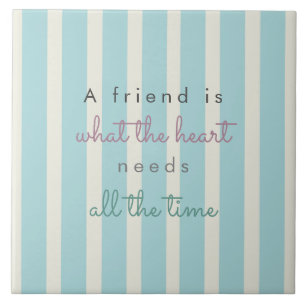 Carreau mignon bleu rayures amitié citation main lettrage