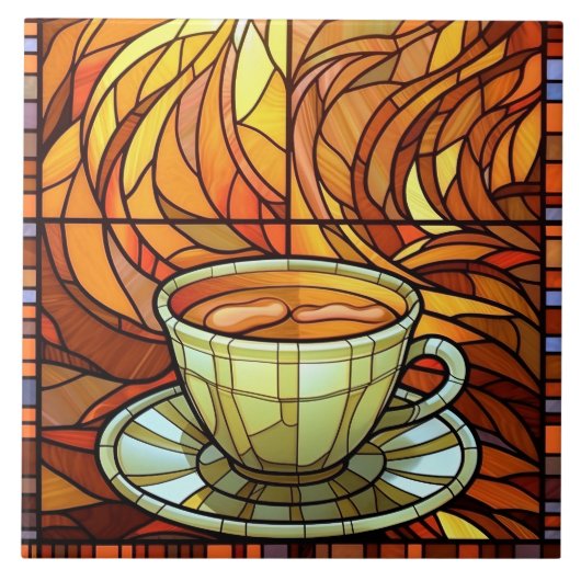 Carreau mignon café cuisine faux vitrail (Devant)