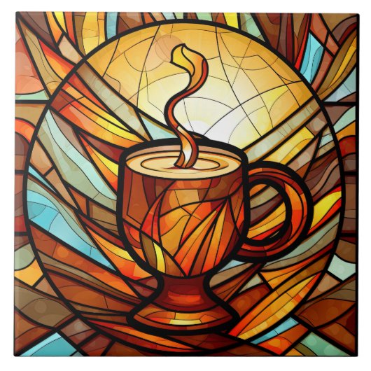 Carreau mignon café cuisine faux vitrail (Devant)