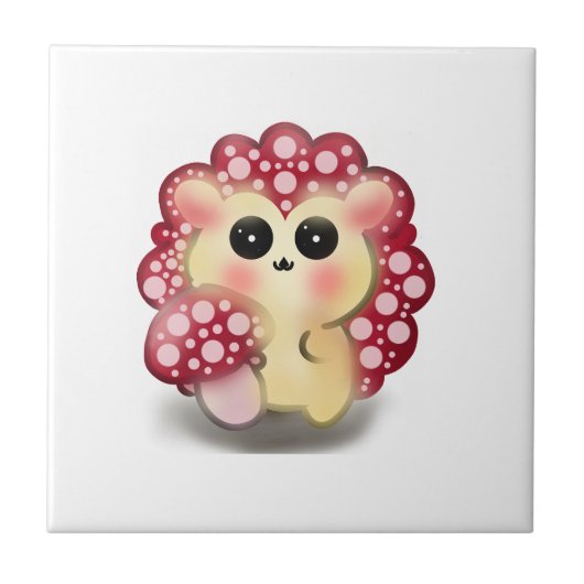 Carreau Mignon Champignon Rouge Kawaii Hérisson Toadstool (Devant)