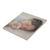 Carreau mignon chiot beagle couchant enfant et chien endor (Côté)